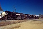 NS 3322 leads NS 3173 & 3177 across Fairview Road towards the yard